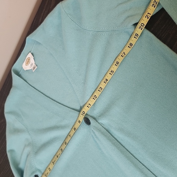 Talbots Women’s Sweater Twin Set Cashmere Cardigan Sz Large Aqua 2 Piece - Picture 8 of 10